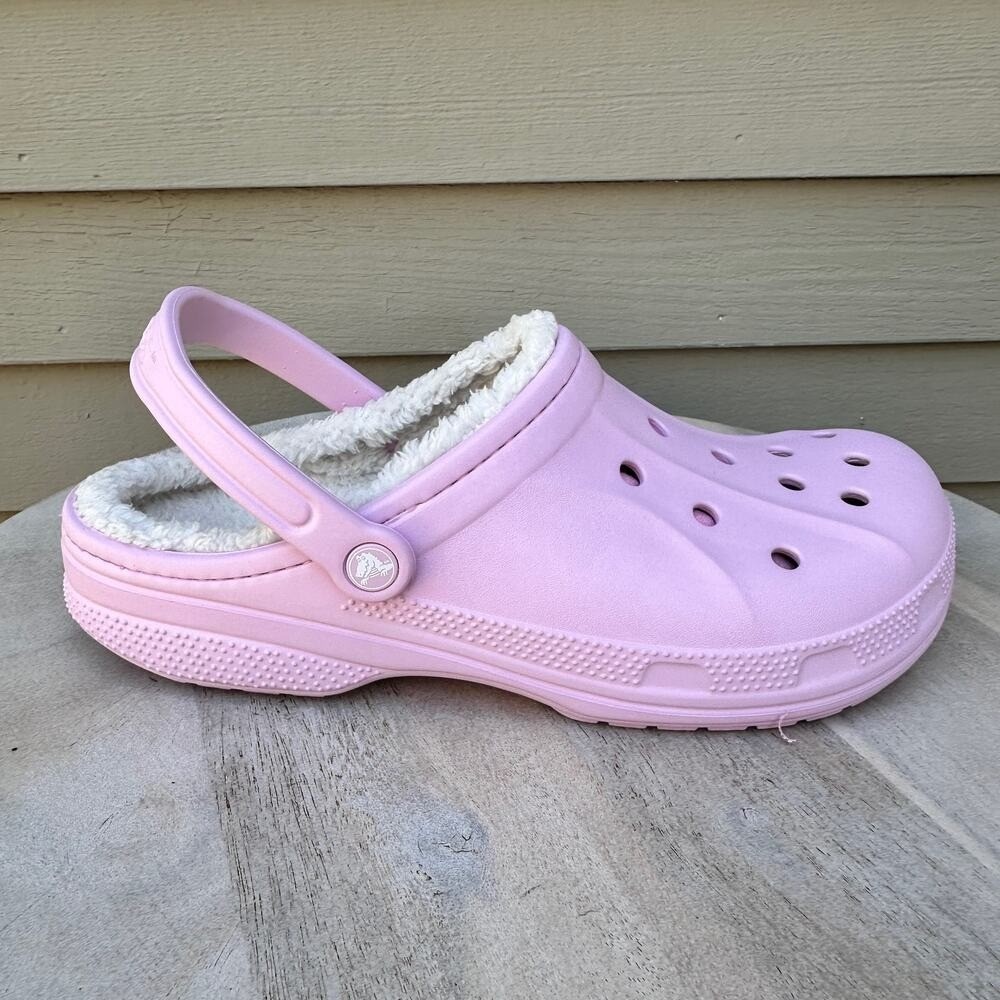 Crocs Ralen Lined Clog Mens 13 Pink Fleece Lined Slip On Shoes 16244-6GQ NEW